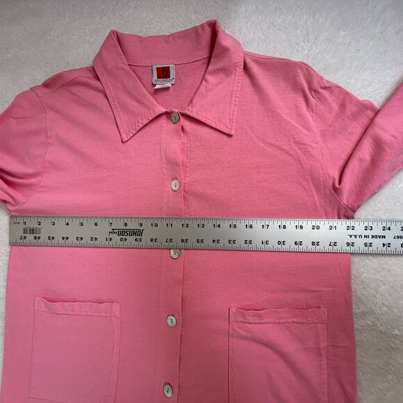 Red Ginger Cotton Stuff Womens Pink Long Sleeve Button-Up Top With Pockets USA - Picture 6 of 7